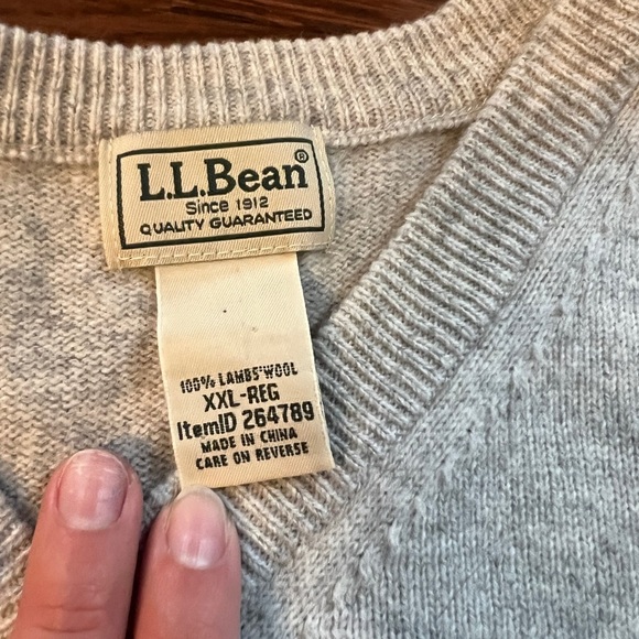 Vintage Y2K L.L. Bean Gray V-Neck Sweater Classic Comfort Size XXL - Picture 2 of 11